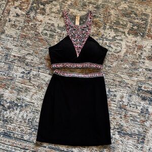 Mori Lee 2piece Black Dress with Pink Embellishments